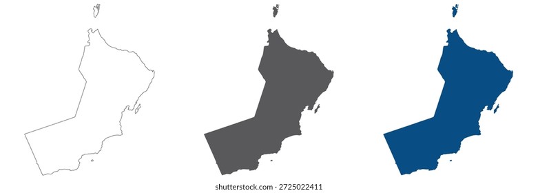 Mapa de Omán, conjunto sencillo. Mapa de Omán en blanco.