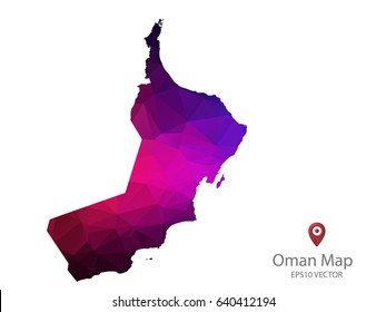 oman map polygon colorful vector illustrator eps10