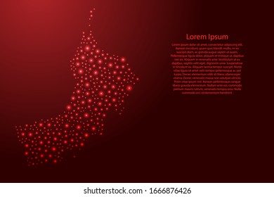 Oman map from red and glowing space stars abstract concept geometric shape. Vector illustration.