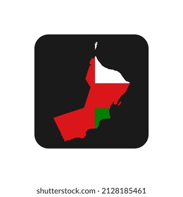 Oman map silhouette with flag on black background