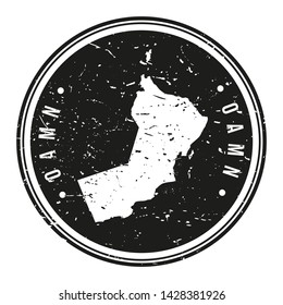 Oman Map Symbol Round Design Stamp Travel and Business