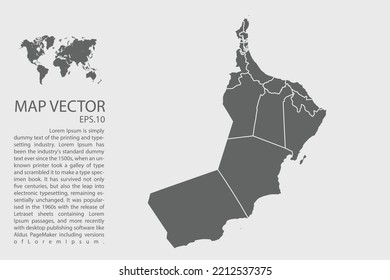 Vector de mapa de Omán, ilustración de vector de diseño abstracto Eps 10. Alto detalle sobre fondo blanco.