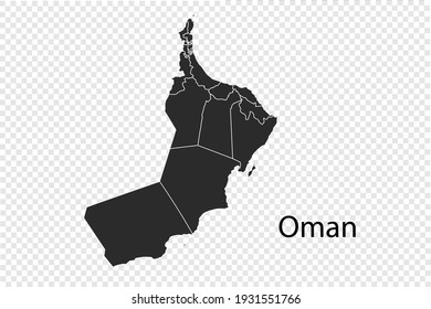 Oman map vector, black color. isolated on transparent background