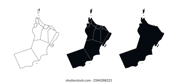 Oman Map vector icon. Map of Oman various styles.