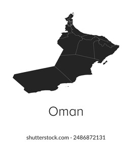 Oman Map Vektorillustration - Silhouette, Übersicht, Oman Reise- und Tourismuskarte
