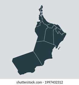 Oman map vector, isolated on gray background