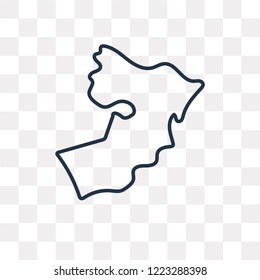 Oman map vector outline icon isolated on transparent background, high quality linear Oman map transparency concept can be used web and mobile