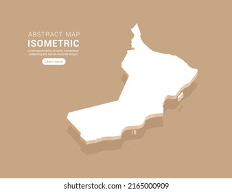 Oman map white on brown background with isometric vector.