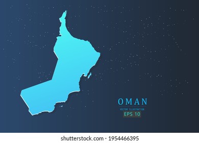 Mapa de Omán - Mapa Mundial Plantilla vectorial internacional con 3d, color azul gradiente y estrellas aisladas en el fondo de la galaxia - Ilustraciones vectoriales 10