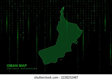 Oman Map - World Map International vector template with Matrix green binary computer code background including light for design, website, hacker concept - Vector illustration eps 10