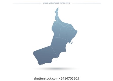 Oman Map - World Map International vector template with High detailed including grey and blue gradient color and white outline color isolated on white background - Vector illustration eps 10