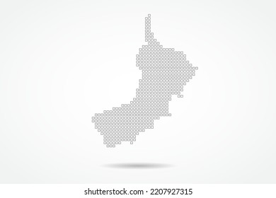 Mapa de Omán - Plantilla de vector de mapa mundial con píxeles cuadrados delgada negro y estilo de esbozo aislado en fondo blanco para educación, infografía, diseño - Ilustraciones vectoriales 10