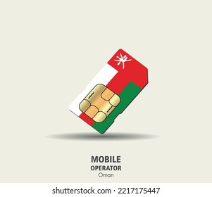 Oman. Mobile operator SIM card with flag. Vector illustration