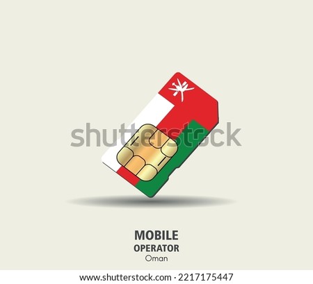 Oman. Mobile operator SIM card with flag. Vector illustration