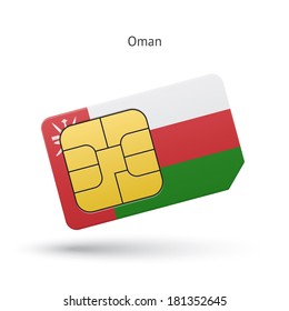 Oman Mobile Phone Sim Card With Flag. Vector Illustration.