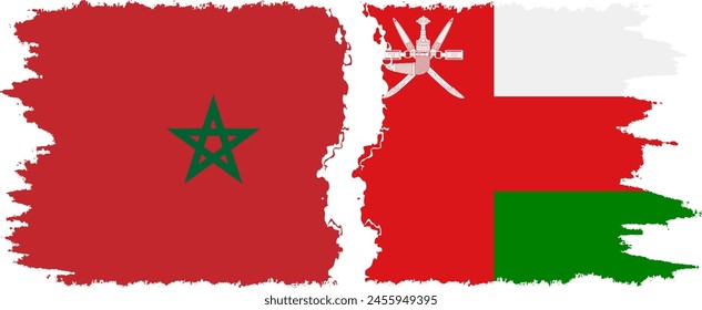 Omán y Marruecos grunge banderas conexión, Vector