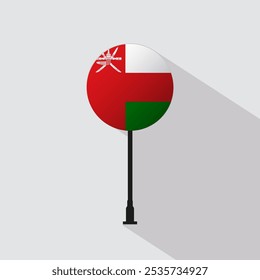 Oman National Circle Sign Flag Vector Illustration