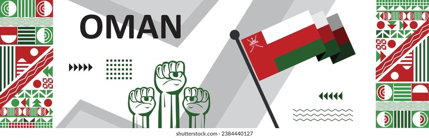 Oman national day banner for independence day vector, oman flag color geometric retro background design vector illustration..eps