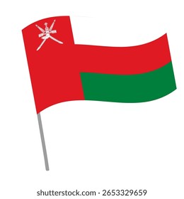 Oman national flag flutters with flagpole