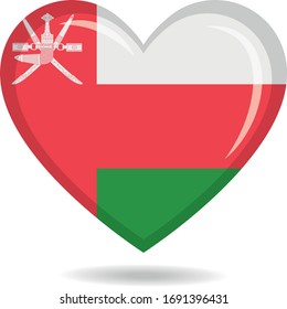 Oman national flag in heart shape vector illustration