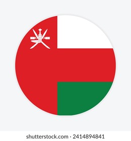 Oman national flag vector icon design. Oman circle flag. Round of Oman flag.
