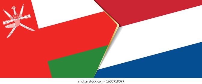 Oman and Netherlands flags, two vector flags symbol of relationship or confrontation.