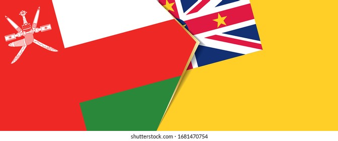 Oman and Niue flags, two vector flags symbol of relationship or confrontation.