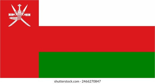 Oman official flag vector with standard size and proportion. National flag emblem with accurate size and colors.