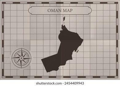 Oman old classic country map. Vintage antique map paper style.