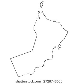 Ícone do mapa do esboço de Omã para geografia, educação, viagens, design do Oriente Médio
