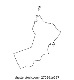 Mapa de contorno de Omã. Vetor de mapa de Omã. Mapa de Omã sobre fundo branco