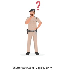 Oman Police man thinking vector illustration