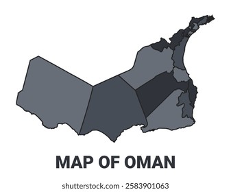 Oman political map border of regions outline vector set