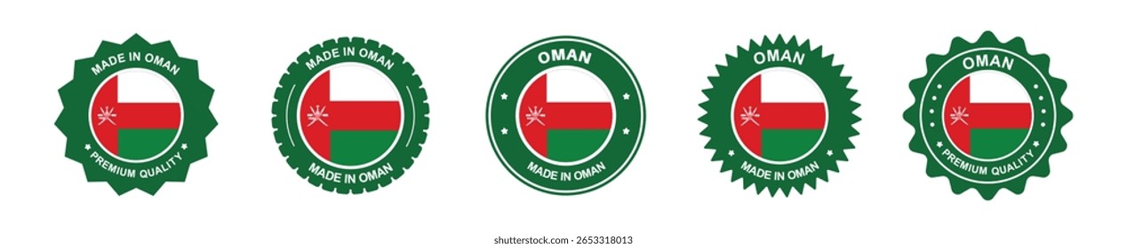 conjunto de etiquetas de produto oman. bandeira oman, premium made in oman . Etiquetas, selos, carimbos, bandeiras, ícones