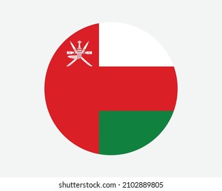 Oman Round Country Flag. Omani Circle National Flag. Sultanate of Oman Circular Shape Button Banner. EPS Vector Illustration. svg