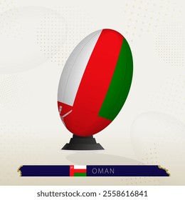 Oman Rugby Ball on Rugby Kicking Tees with Modern Design. Illustration perfect for sports, national pride, and rugby-related projects.