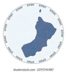 Oman shape radial arcs. Country round icon. Oman logo design poster. Beautiful vector illustration.