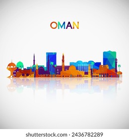 Oman skyline silhouette in colorful geometric style. Symbol for your design. Vector illustration.