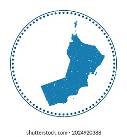 Oman sticker. Travel rubber stamp with map of country, vector illustration. Can be used as insignia, logotype, label, sticker or badge of the Oman.