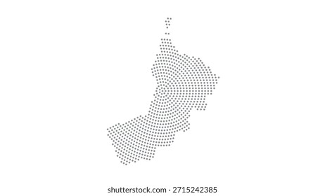 Omã Mapa de ponto de meio-tom estilizado com padrão circular concêntrico