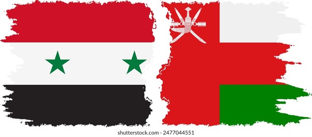Omán y Siria grunge banderas conexión, Vector
