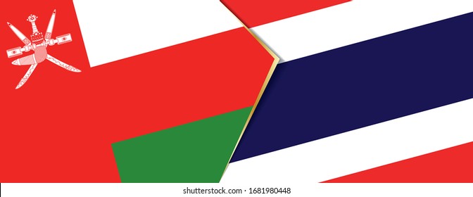 Oman und Thailand Flaggen, zwei Vektorillustrationen Flaggen Symbol für Beziehung oder Konfrontation.