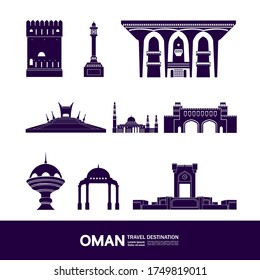 Oman travel destination grand vector illustration. 