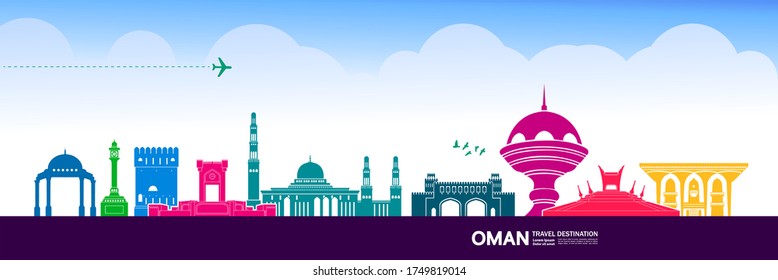 Oman travel destination grand vector illustration. 