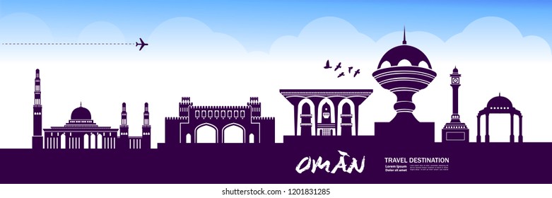 Oman Travel Destination Vector illustration.