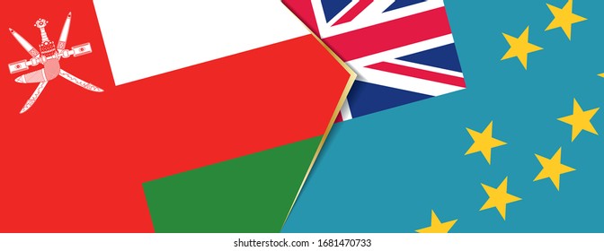 Oman and Tuvalu flags, two vector flags symbol of relationship or confrontation.