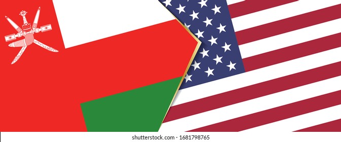Oman and USA flags, two vector flags symbol of relationship or confrontation.