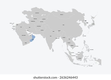 Oman vector map, Asia map Silhouette isolated on white background. for website layouts, background,education,travel worldwide, map silhouette and earth geography