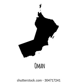 Oman vector map black outline map with caption on white background. 
