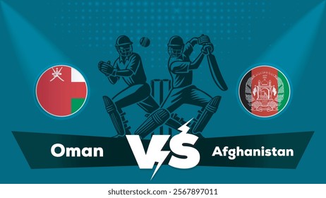 Oman VS Afghanistan , Afghanistan Vs Oman cricket match , Cricket match concept with creative illustration.eps